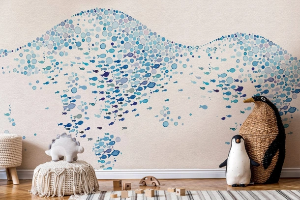 Carta da parati per camerette Color Fish di Instabilelab