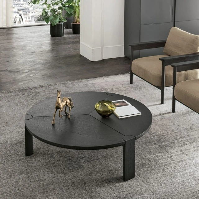 Tavolino Bite in legno rovere carbone di Tomasella