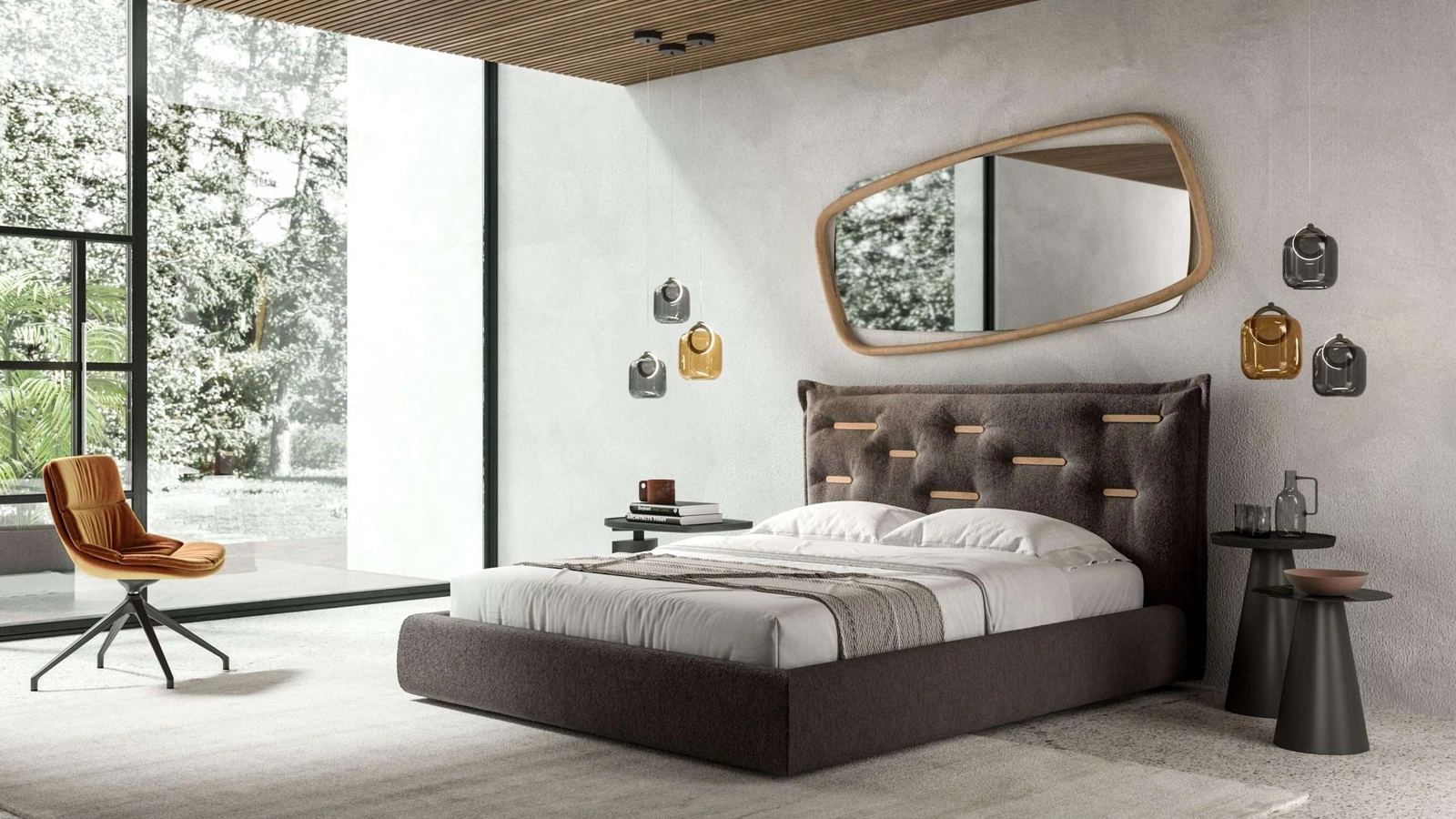 Specchio con cornice in legno Golden Wood di Ozzio