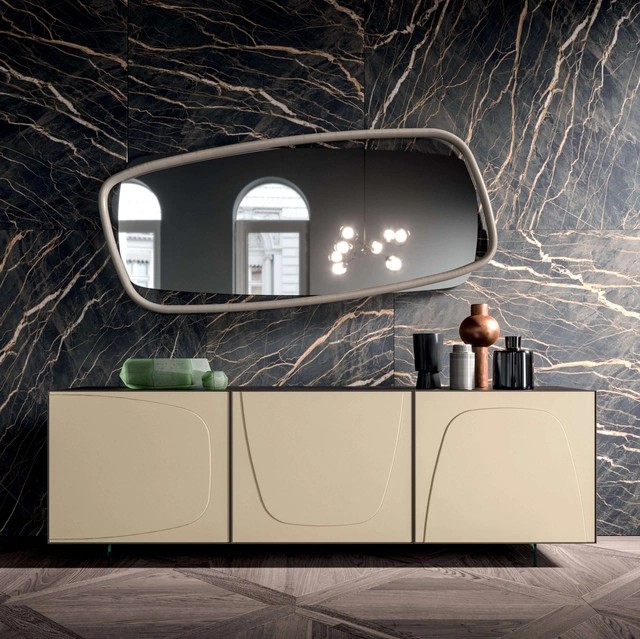Specchio con cornice in legno Golden Wood di Ozzio