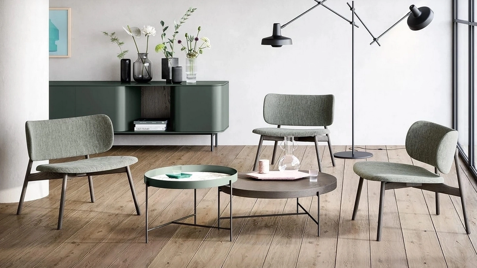Tavolino rotondo Globe in legno o metallo e ceramica di Novamobili