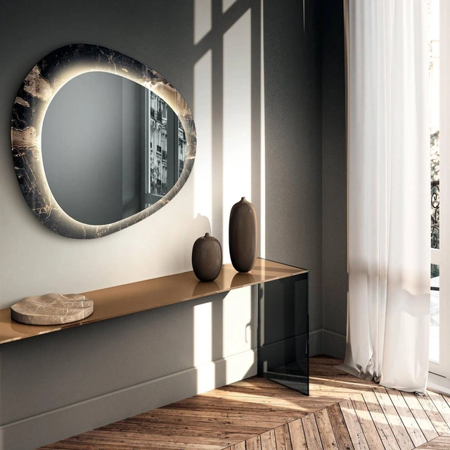 Specchio con cornice in vetro effetto marmo Era di Lago