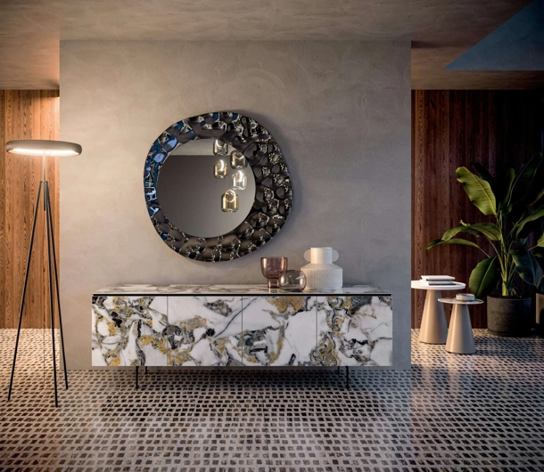 Specchio di design con cornice in vetro Sea di Ozzio