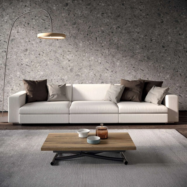 Tavolino Trasformabile Sydney in Eco Legno Vecchio Antico e metallo di Ozzio