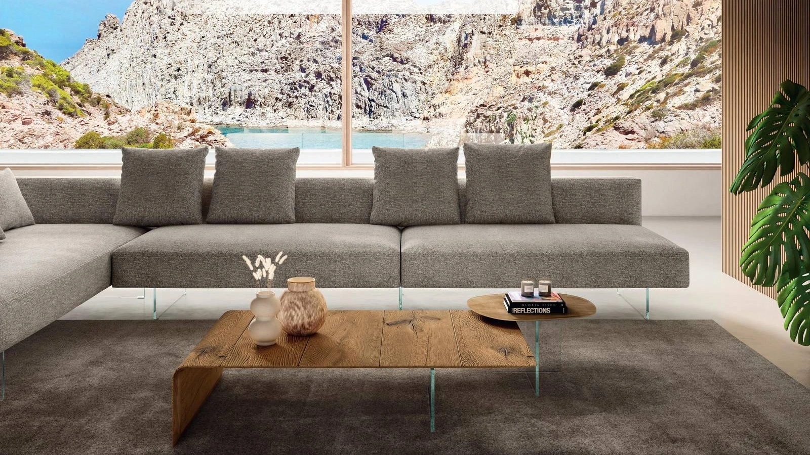 Tavolino Lean 1982 in legno di Rovere e vetro di Lago
