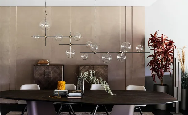 Lampada a sospensione in cristallo e metallo Bloom di Cattelan Italia