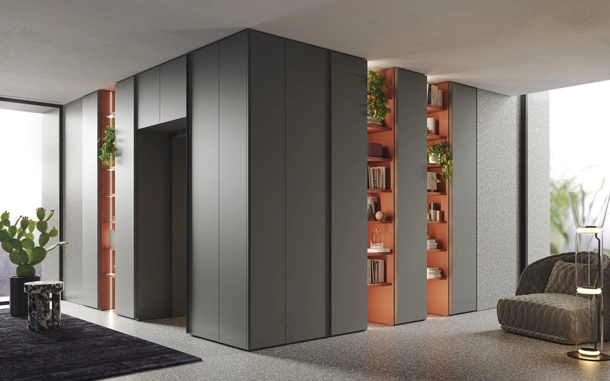Armadio ad angolo Basic Corner con ante battenti di Morassutti