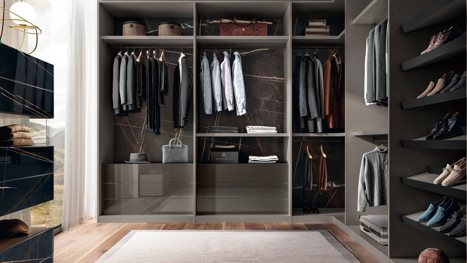Cabina Armadio Outfit 1182 in laccato e vetro di Lago
