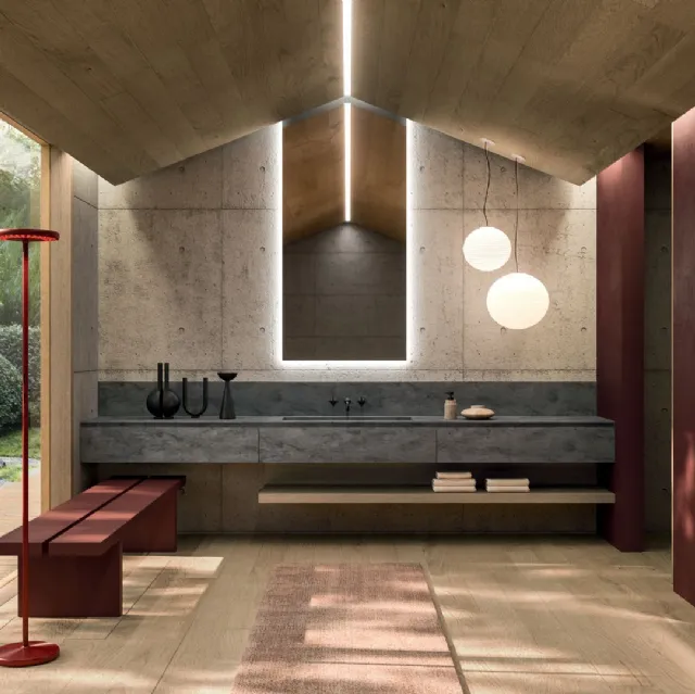 Mobile da Bagno sospeso 360Gradi 04 in Corian di Arrital