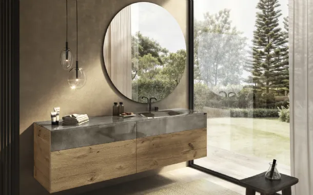 Mobile da Bagno in legno e vetro 36e8 Project 2838 di Lago