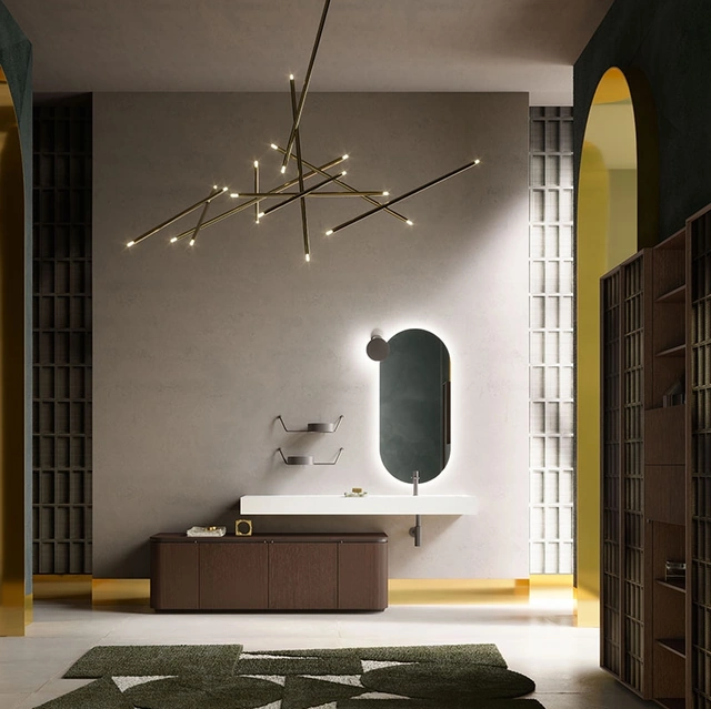 Mobile da Bagno con base in Rovere Termocotto Des Evolution Deep Green 02 di Cerasa