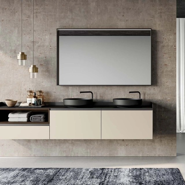 Mobile da Bagno Gola Up 02 in laccato opaco tortora di Birex