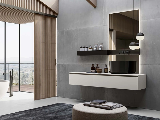 Mobile da Bagno sospeso Gola Up 06 in Fenix NTM bianco Kos di Birex