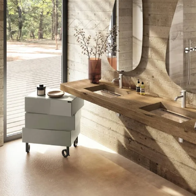 Lavabo Depth in legno e vetro di Lago