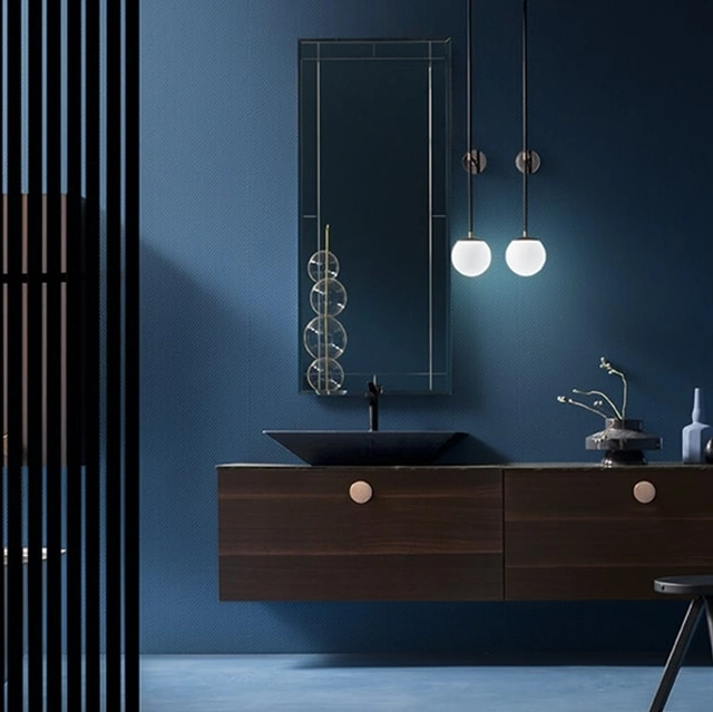 Mobile da Bagno Maori 00 in Eucalipto con doppio cassettone di Cerasa