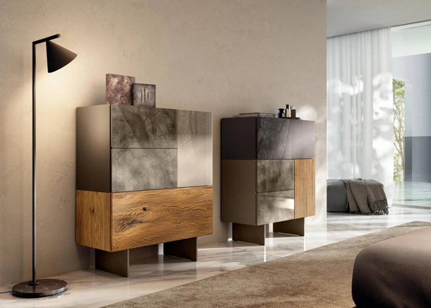 Comò in vetro e legno 36e8 2622 di Lago