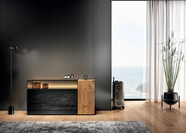 Comò in vetro e legno 36e8 Glass 2624 di Lago