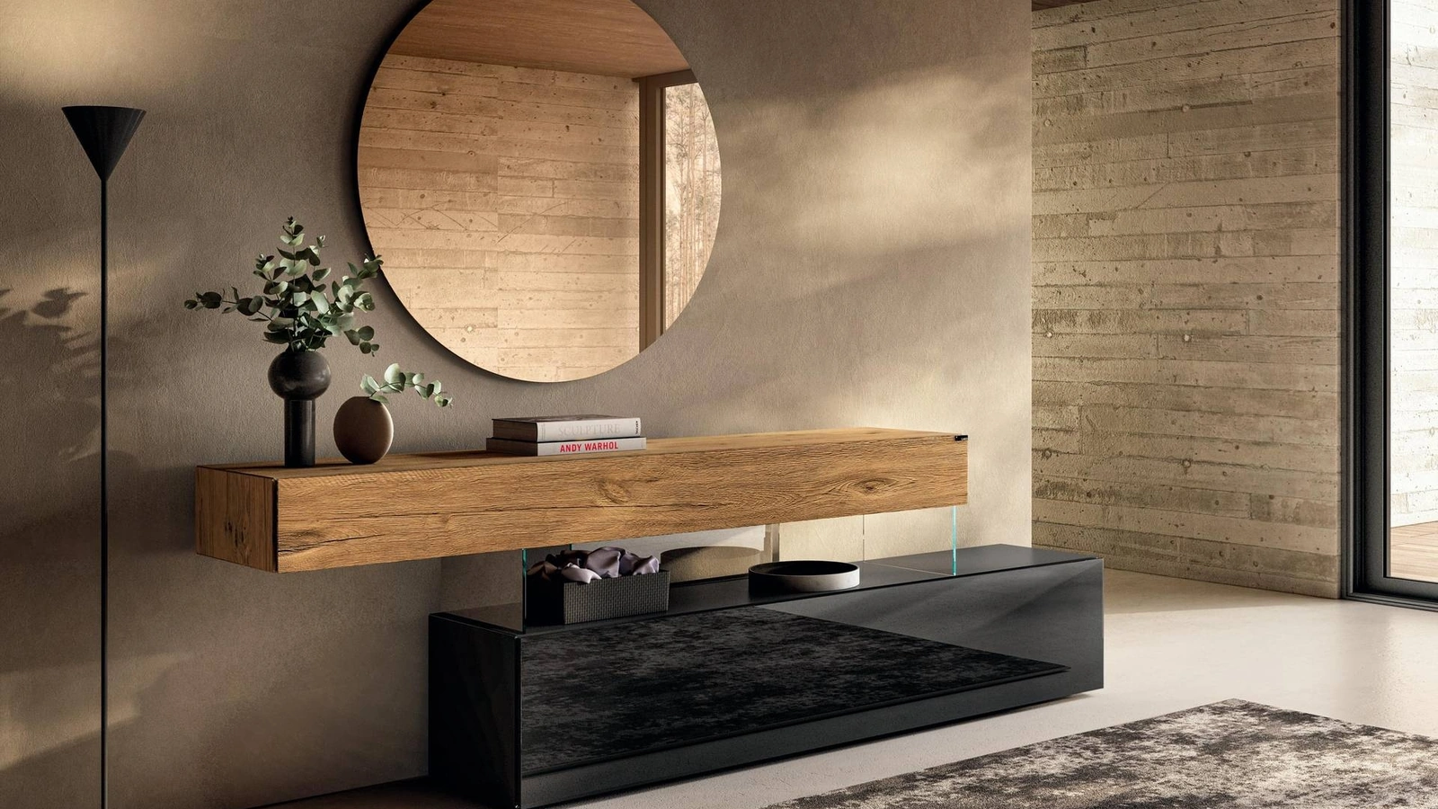 Comò in legno e vetro Air 0680B di Lago