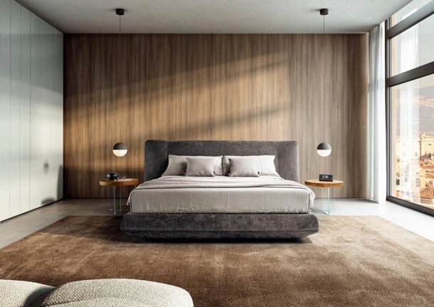 Comodino rotondo Air 1822 con top in legno di Lago