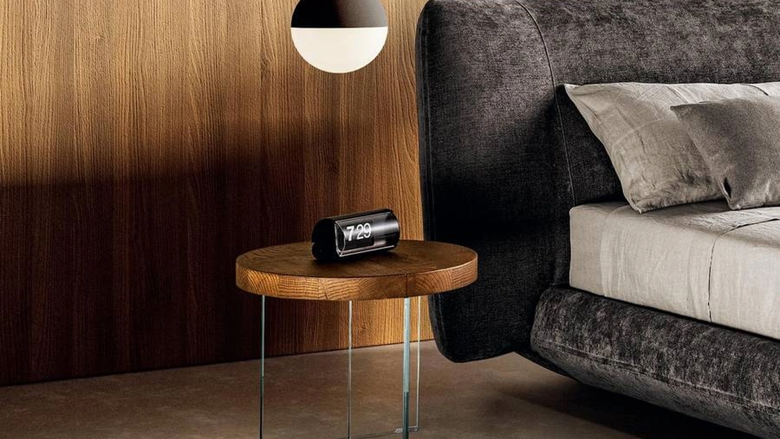 Comodino rotondo Air 1822 con top in legno di Lago