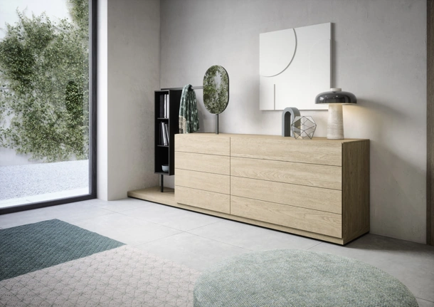 Comò Easy System in legno di Rovere impiallacciato di Novamobili