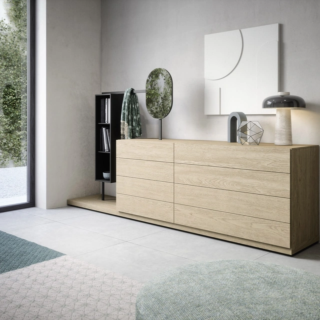 Comò Easy System in legno di Rovere impiallacciato di Novamobili