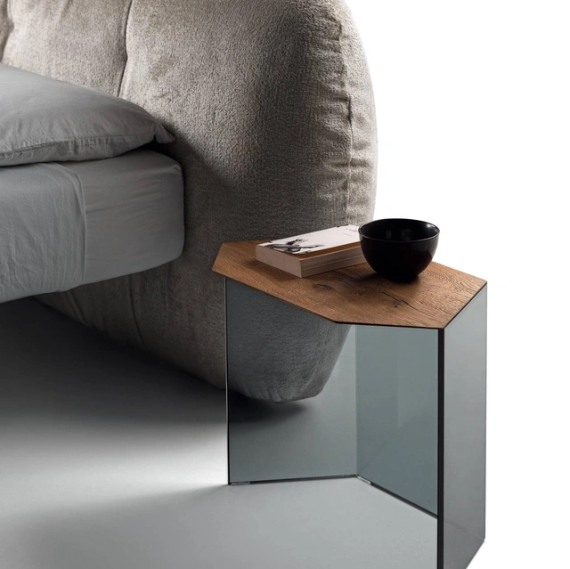 Comodino in legno e vetro Livre 2127 di Lago