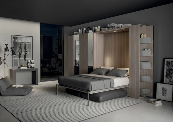 Letto a scomparsa in melaminico Alcova Light Comp 254 di Tumidei