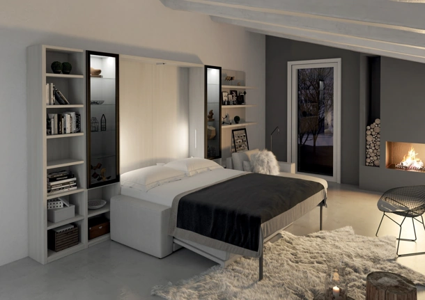 Letto a scomparsa in melaminico olmo calce Block System Comp 262 di Tumidei