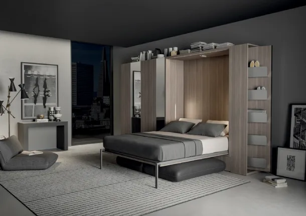 Letto a scomparsa in melaminico Alcova Light Comp 254 di Tumidei