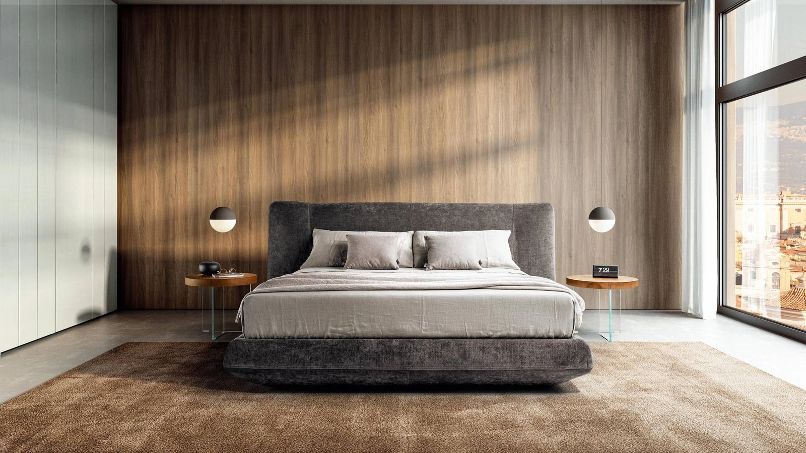 Letto in tessuto con box contenitore Bed-In 1822 di Lago