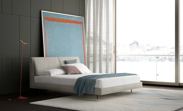 Letto matrimoniale in tessuto Skim di Biba Salotti