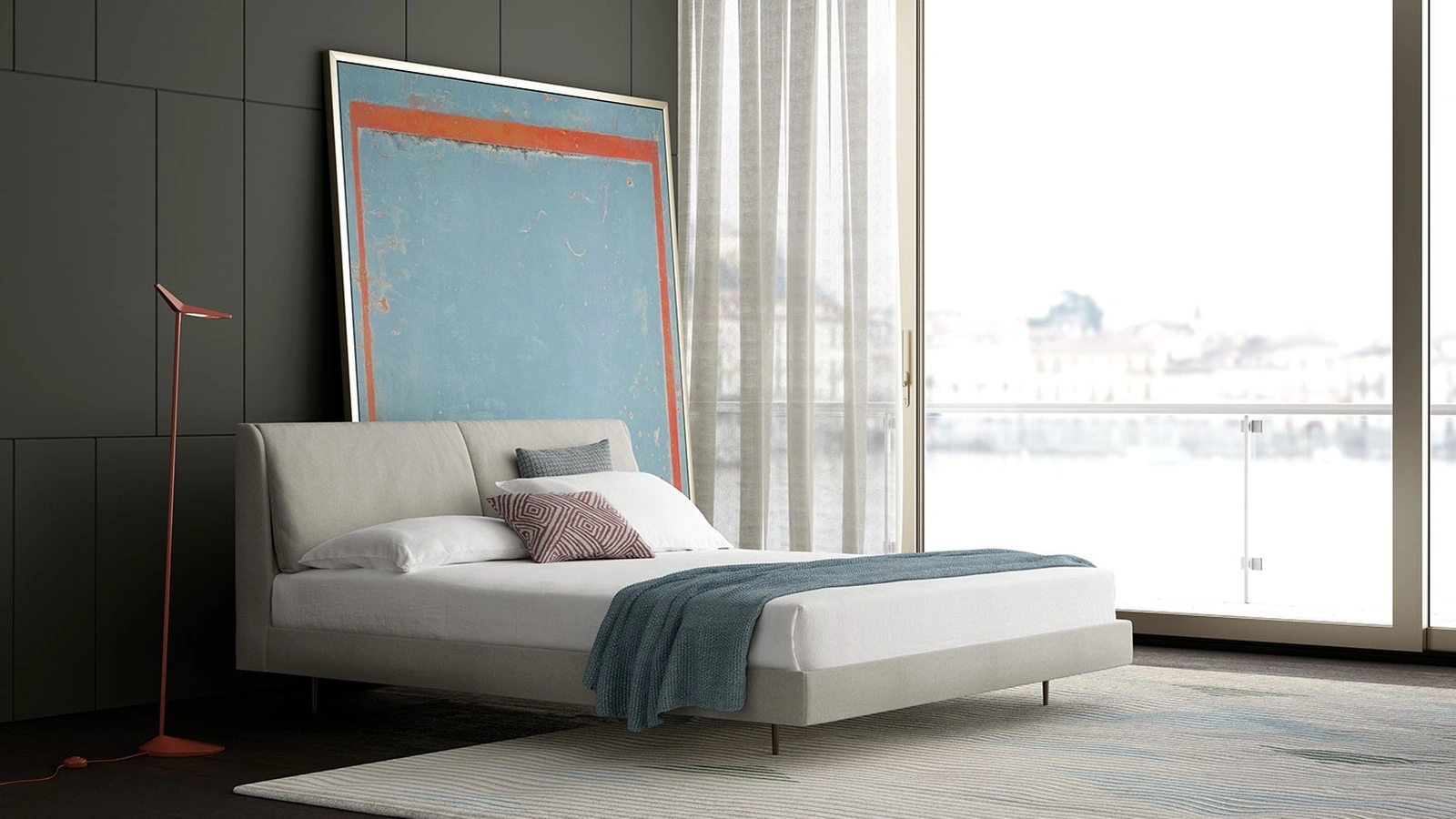 Letto matrimoniale in tessuto Skim di Biba Salotti