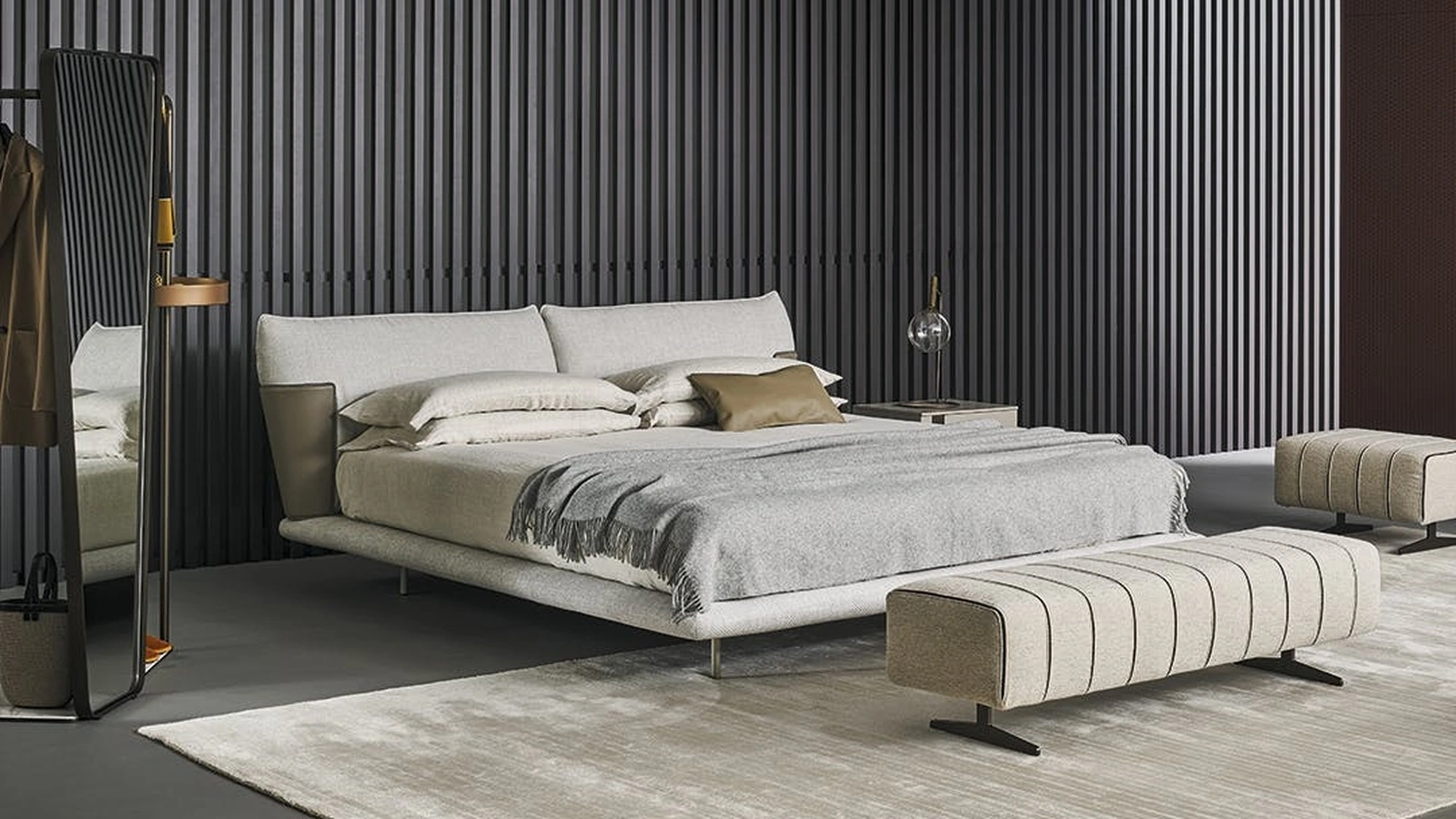 Letto in tessuto imbottito con testiera Blend di Bonaldo