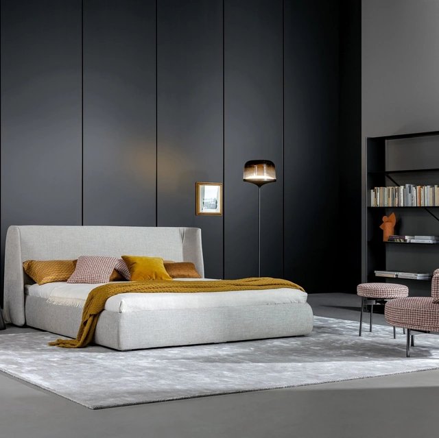 Letto con testiera e box contenitore Basket di Bonaldo