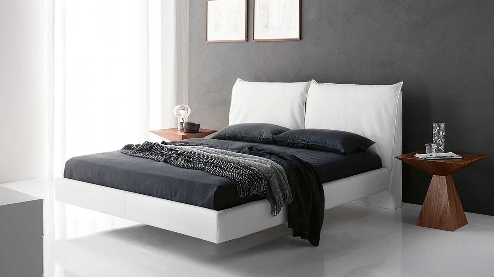 Letto in ecopelle con testiera imbottita Lukas di Cattelan Italia
