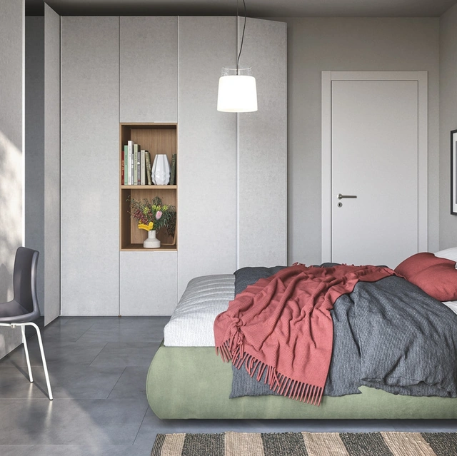 Letto in tessuto imbottito con box contenitore Thika di Cinquanta3