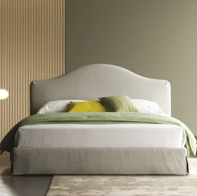 Letto Dalia con testiera sagomata e box contenitore di Biba Salotti