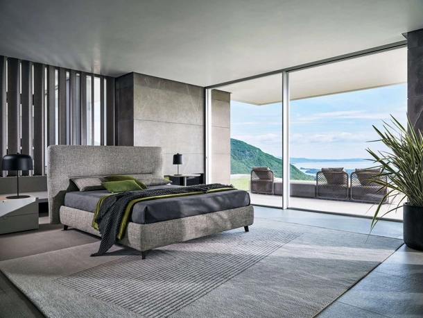 Letto in tessuto con testiera De-Light di Twils