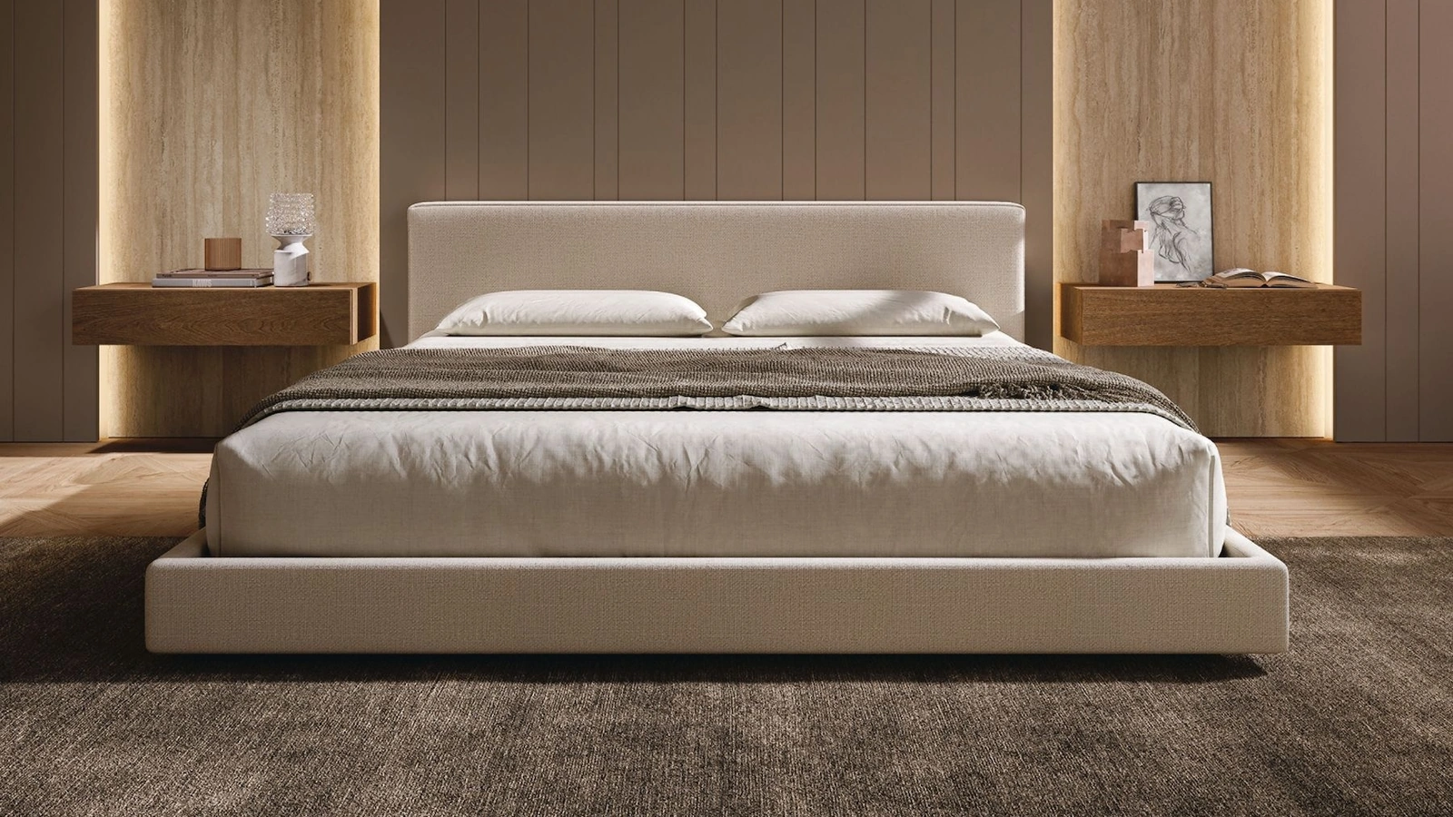Letto in tessuto imbottito Eve di Tumidei