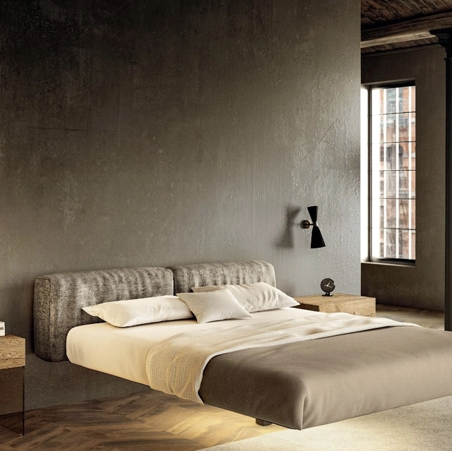 Letto sospeso con testiera imbottita Fluttua 1662 di Lago