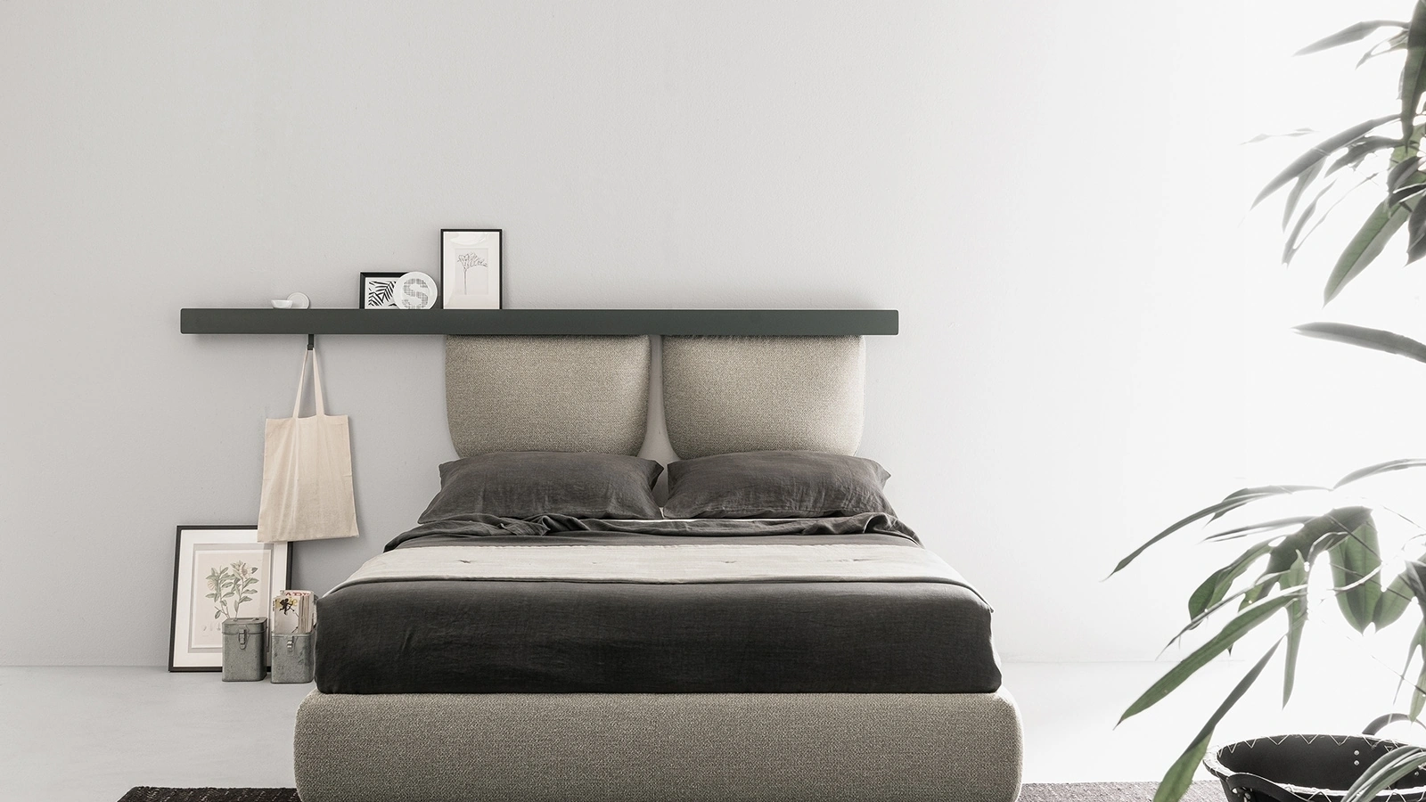 Letto in tessuto imbottito Groove Zip di Caccaro