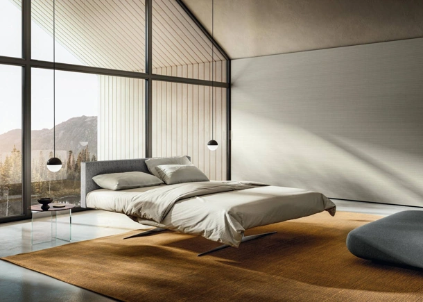 Letto con testiera imbottita Steel 1701 di Lago