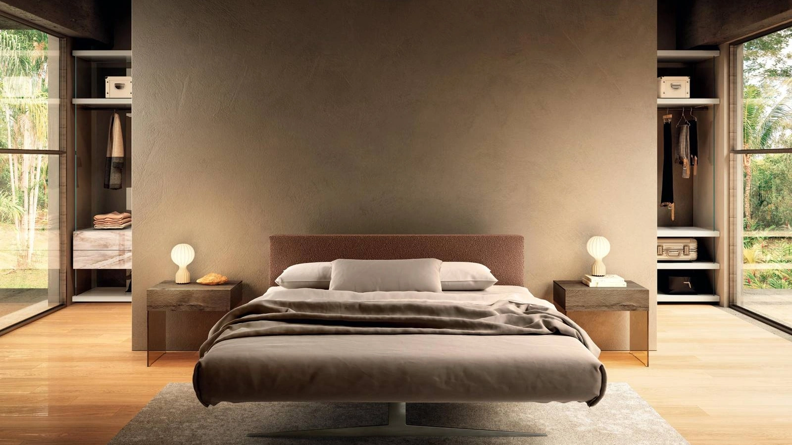 Letto con testiera imbottita Steel 1701 di Lago