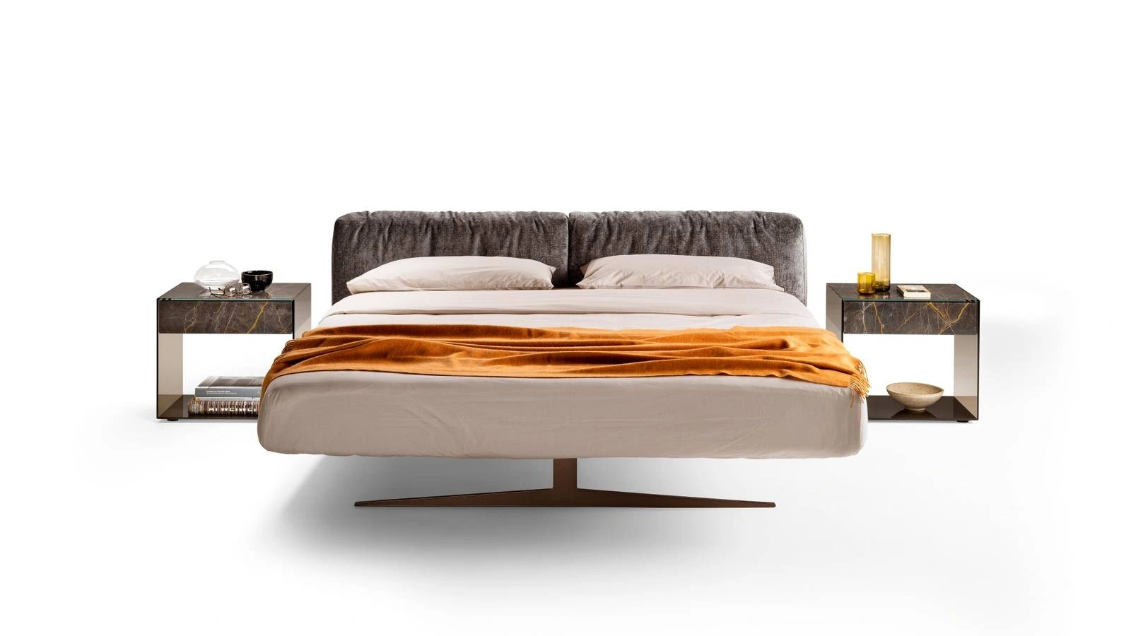 Letto con testiera imbottita Steel 1762 di Lago