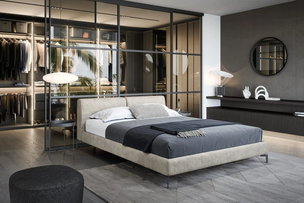 Letto in tessuto imbottito Margot di Novamobili