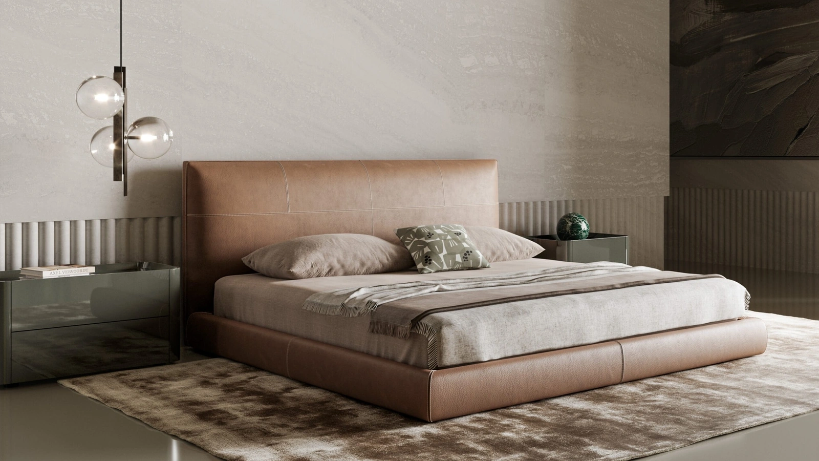 Letto di design in pelle Oris di Bonaldo