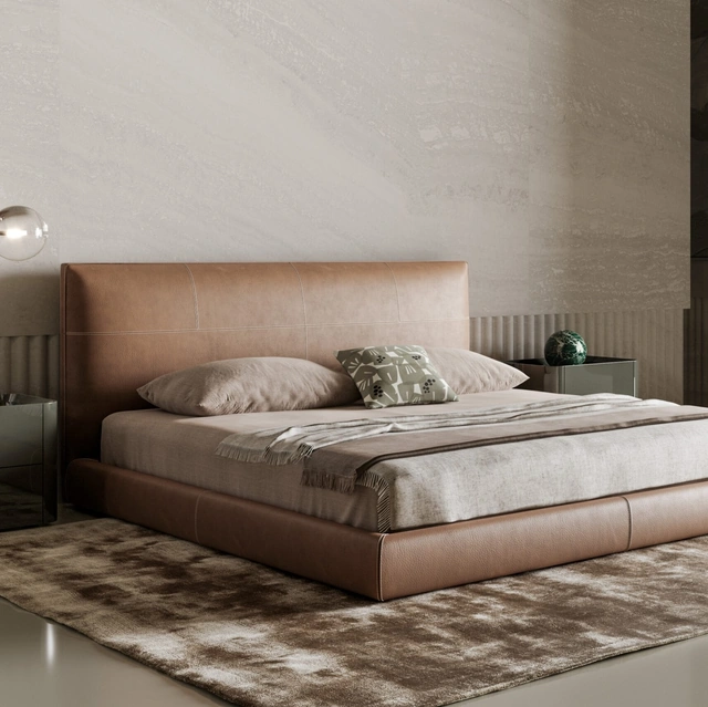 Letto di design in pelle Oris di Bonaldo
