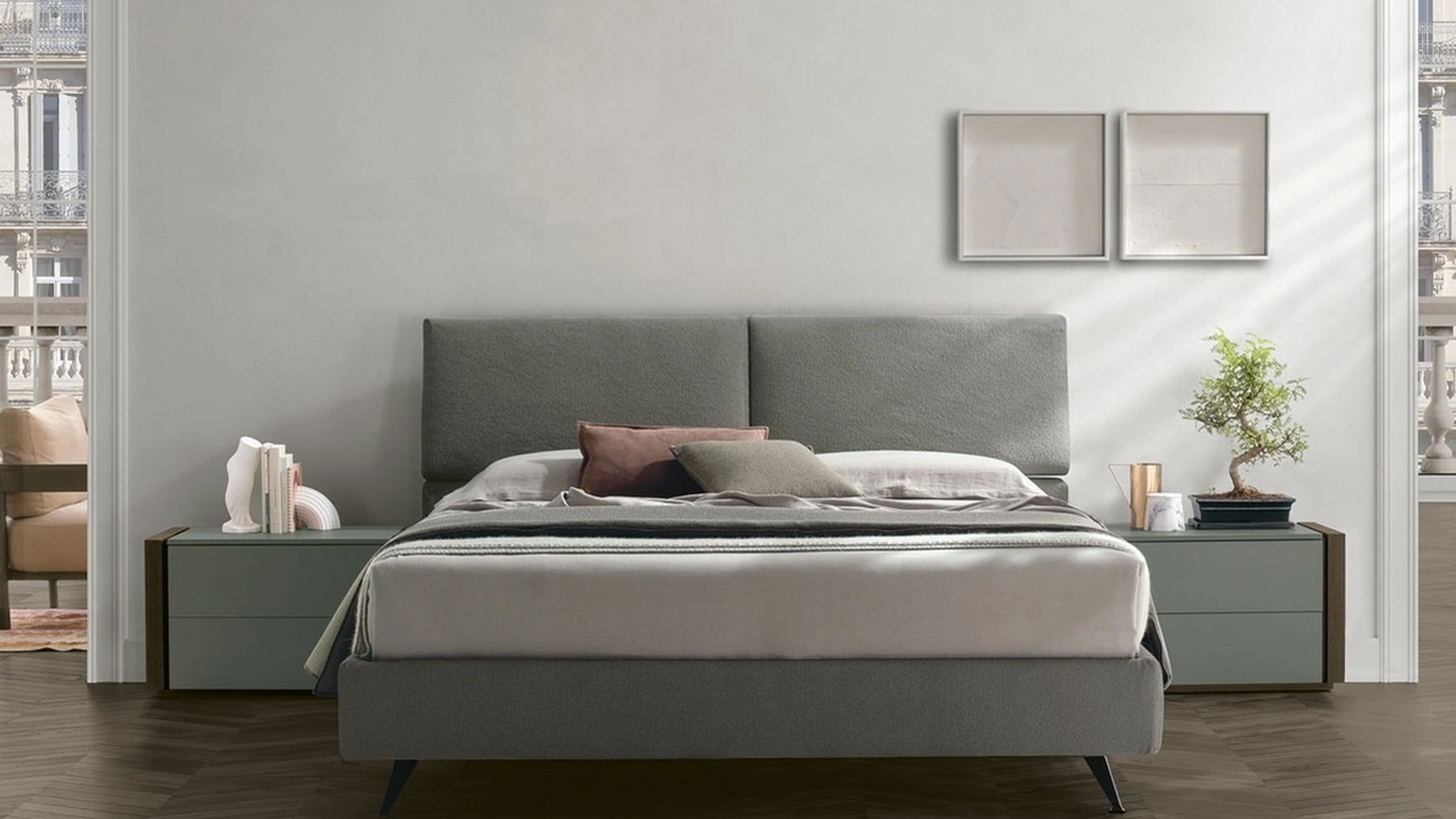 Letto in tessuto imbottito Set di Tomasella