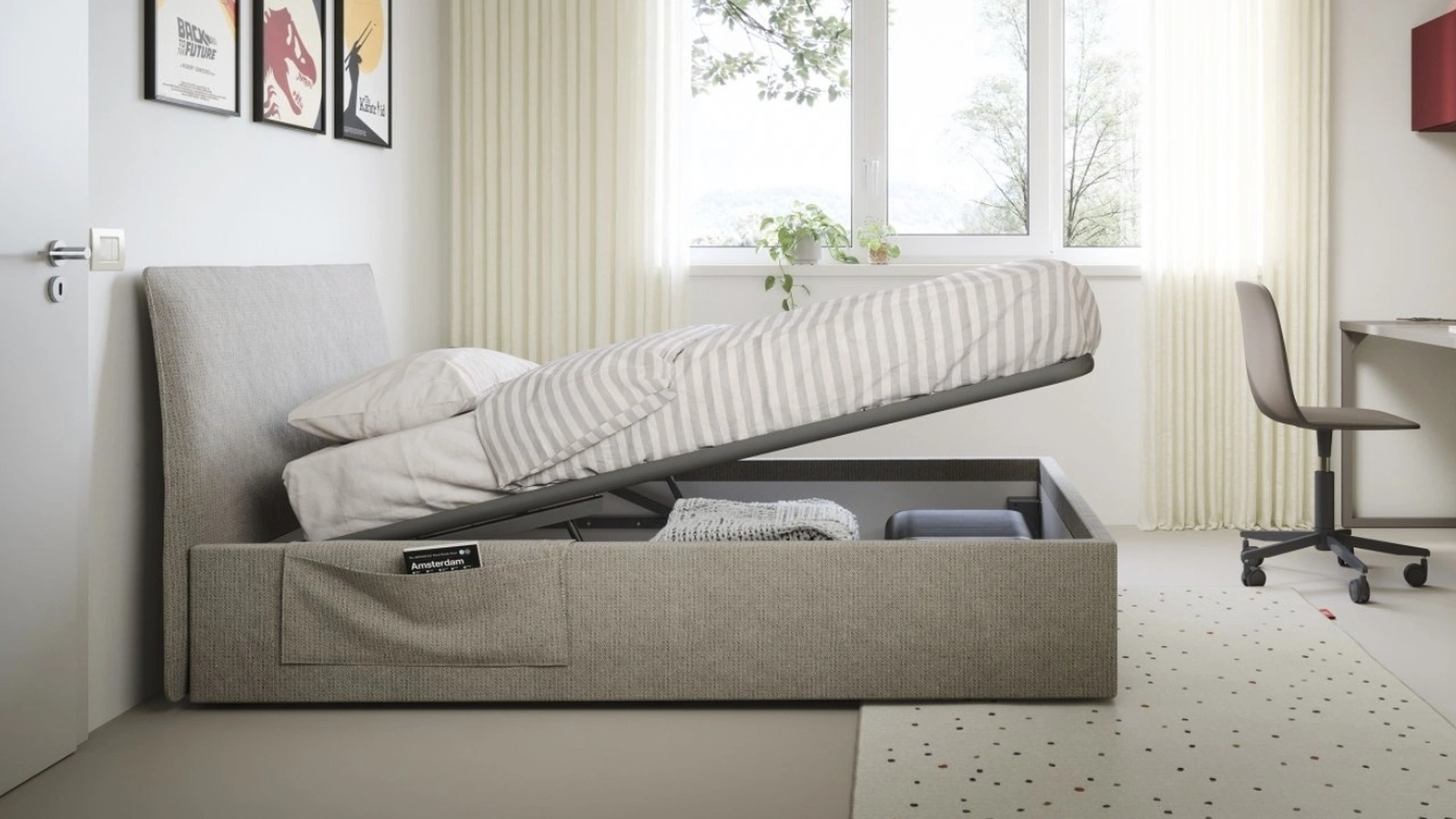 Letto singolo Flare con box contenitore di Nidi